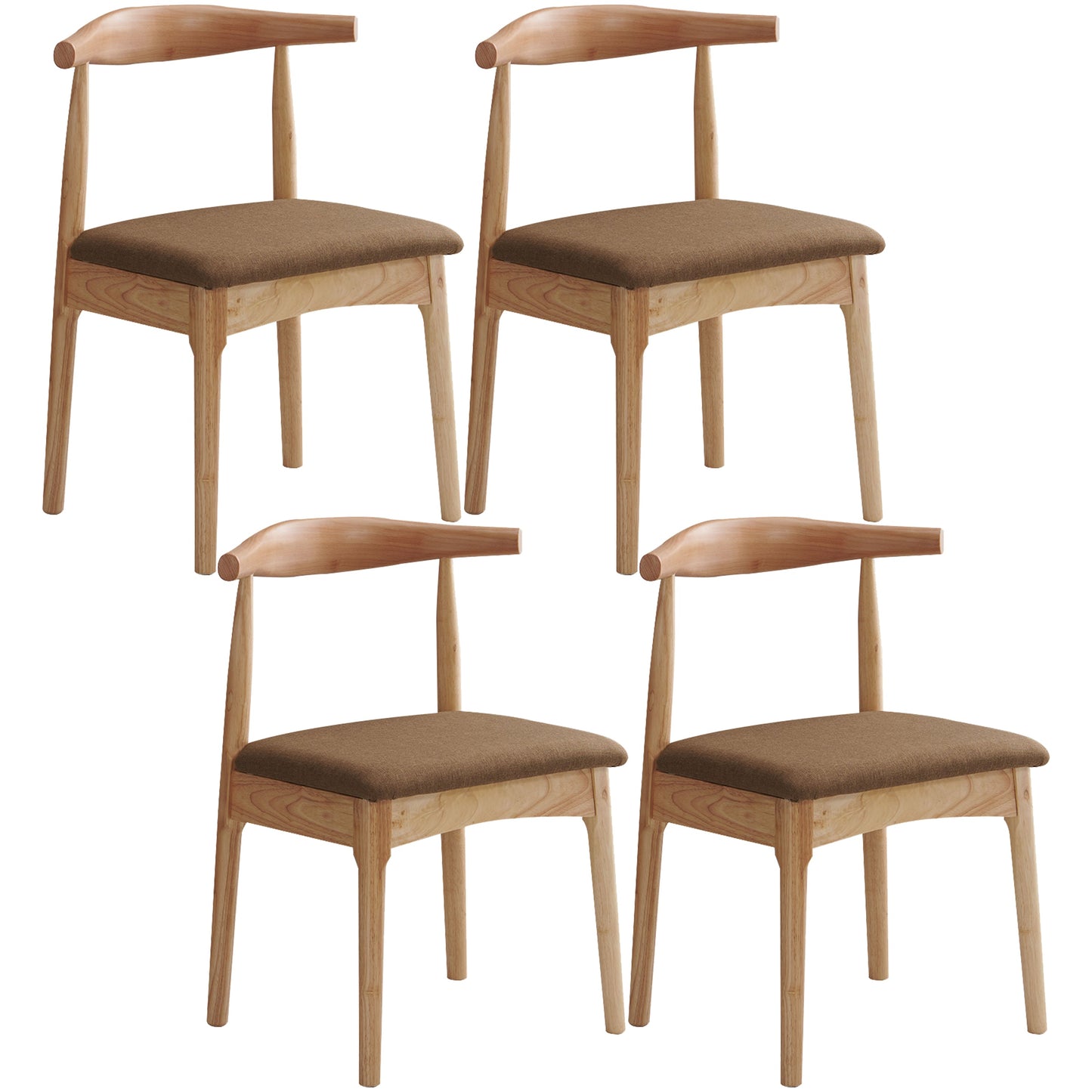 Scandinavian Dining Chair Open Back Side Chair with 4 Wood Legs for Home Use Coffee 4 Piece Set Natural Wood Clearhalo ' kitchen&dining_furn' 'Dining Chairs' 'Dining Tables & Seating' 'dining_chair' 'furn' 'furn_dining_chair' 'Furniture' 'furniture_dining_chair' 'Kitchen & Dining Furniture' 'kitchen' 3565307