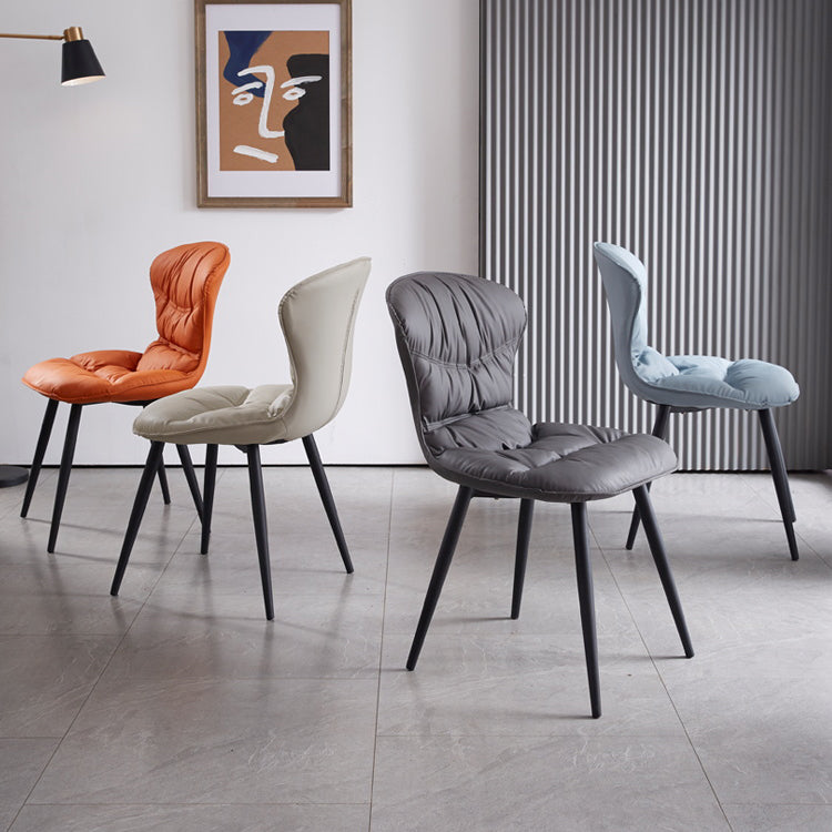 Nordic Style Metal Armless Dining Chairs Leather Upholstered Side Chair for Home Use Clearhalo ' kitchen&dining_furn' 'Dining Chairs' 'Dining Tables & Seating' 'dining_chair' 'furn' 'furn_dining_chair' 'Furniture' 'furniture_dining_chair' 'Kitchen & Dining Furniture' 'kitchen' 3565308