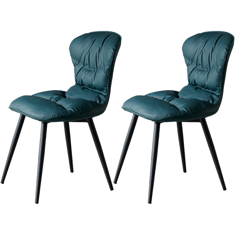 Nordic Style Metal Armless Dining Chairs Leather Upholstered Side Chair for Home Use Blackish Green 2 Piece Set Clearhalo ' kitchen&dining_furn' 'Dining Chairs' 'Dining Tables & Seating' 'dining_chair' 'furn' 'furn_dining_chair' 'Furniture' 'furniture_dining_chair' 'Kitchen & Dining Furniture' 'kitchen' 3565309