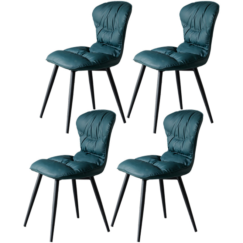 Nordic Style Metal Armless Dining Chairs Leather Upholstered Side Chair for Home Use Blackish Green 4 Piece Set Clearhalo ' kitchen&dining_furn' 'Dining Chairs' 'Dining Tables & Seating' 'dining_chair' 'furn' 'furn_dining_chair' 'Furniture' 'furniture_dining_chair' 'Kitchen & Dining Furniture' 'kitchen' 3565311