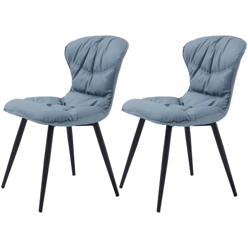 Nordic Style Metal Armless Dining Chairs Leather Upholstered Side Chair for Home Use Light Blue 2 Piece Set Clearhalo ' kitchen&dining_furn' 'Dining Chairs' 'Dining Tables & Seating' 'dining_chair' 'furn' 'furn_dining_chair' 'Furniture' 'furniture_dining_chair' 'Kitchen & Dining Furniture' 'kitchen' 3565320