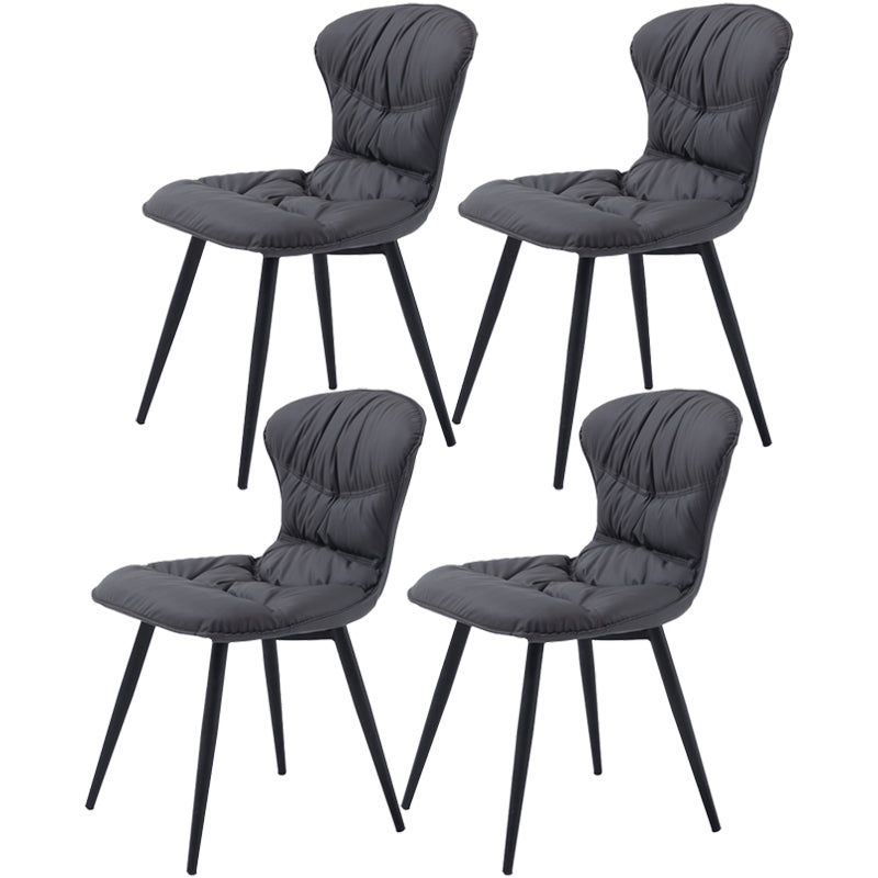Nordic Style Metal Armless Dining Chairs Leather Upholstered Side Chair for Home Use Dark Gray 4 Piece Set Clearhalo ' kitchen&dining_furn' 'Dining Chairs' 'Dining Tables & Seating' 'dining_chair' 'furn' 'furn_dining_chair' 'Furniture' 'furniture_dining_chair' 'Kitchen & Dining Furniture' 'kitchen' 3565326