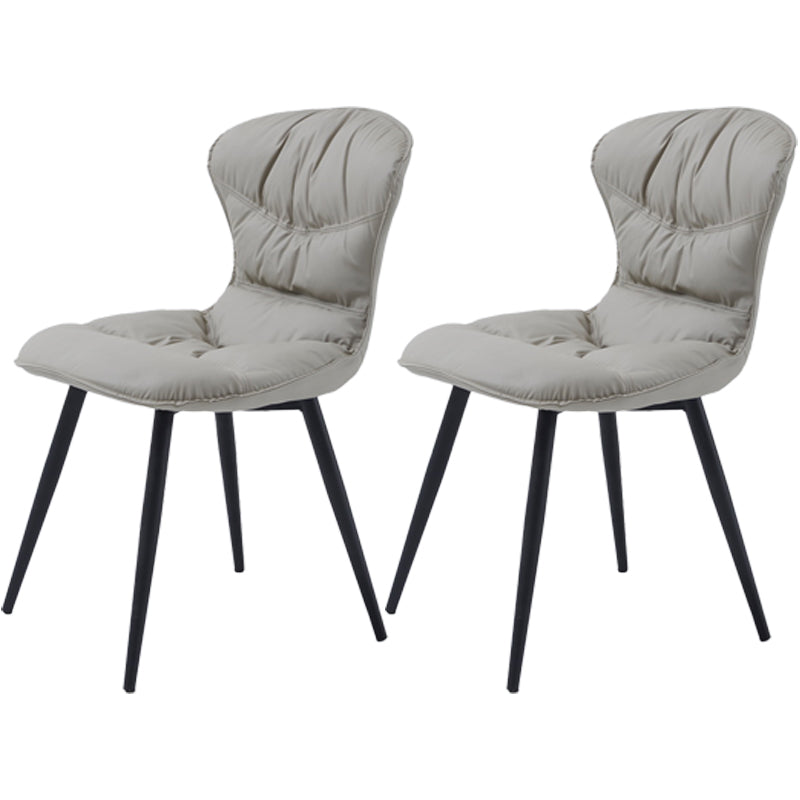 Nordic Style Metal Armless Dining Chairs Leather Upholstered Side Chair for Home Use Light Gray 2 Piece Set Clearhalo ' kitchen&dining_furn' 'Dining Chairs' 'Dining Tables & Seating' 'dining_chair' 'furn' 'furn_dining_chair' 'Furniture' 'furniture_dining_chair' 'Kitchen & Dining Furniture' 'kitchen' 3565328