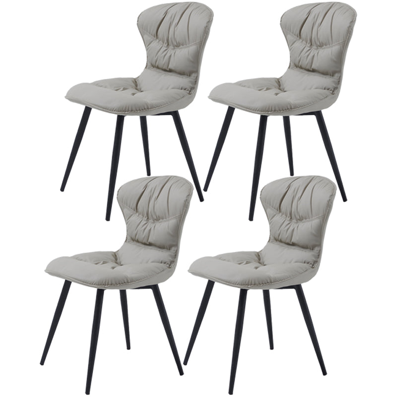 Nordic Style Metal Armless Dining Chairs Leather Upholstered Side Chair for Home Use Light Gray 4 Piece Set Clearhalo ' kitchen&dining_furn' 'Dining Chairs' 'Dining Tables & Seating' 'dining_chair' 'furn' 'furn_dining_chair' 'Furniture' 'furniture_dining_chair' 'Kitchen & Dining Furniture' 'kitchen' 3565329