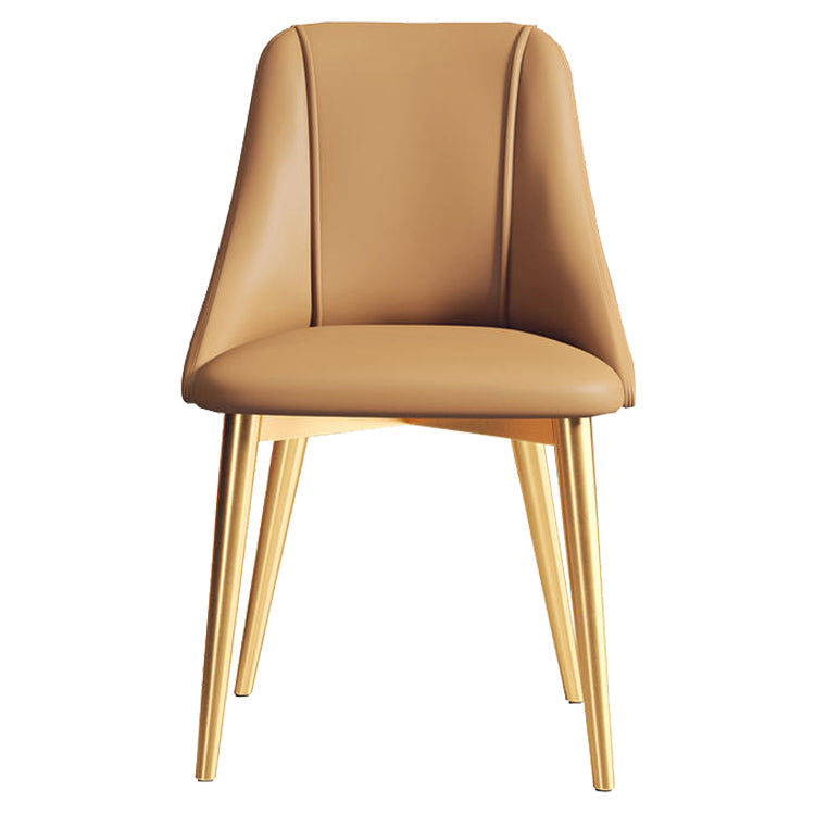 Glam Style Pu Leather Side Chair Set Dining Room Side Chair with Metal Legs Brown 1 Piece Brass Gold Clearhalo ' kitchen&dining_furn' 'Dining Chairs' 'Dining Tables & Seating' 'dining_chair' 'furn' 'furn_dining_chair' 'Furniture' 'furniture_dining_chair' 'Kitchen & Dining Furniture' 'kitchen' 3565331