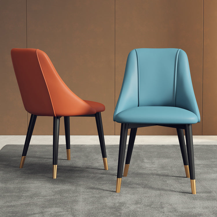 Glam Style Pu Leather Side Chair Set Dining Room Side Chair with Metal Legs Clearhalo ' kitchen&dining_furn' 'Dining Chairs' 'Dining Tables & Seating' 'dining_chair' 'furn' 'furn_dining_chair' 'Furniture' 'furniture_dining_chair' 'Kitchen & Dining Furniture' 'kitchen' 3565332