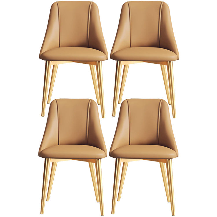 Glam Style Pu Leather Side Chair Set Dining Room Side Chair with Metal Legs Brown 4 Piece Set Brass Gold Clearhalo ' kitchen&dining_furn' 'Dining Chairs' 'Dining Tables & Seating' 'dining_chair' 'furn' 'furn_dining_chair' 'Furniture' 'furniture_dining_chair' 'Kitchen & Dining Furniture' 'kitchen' 3565335