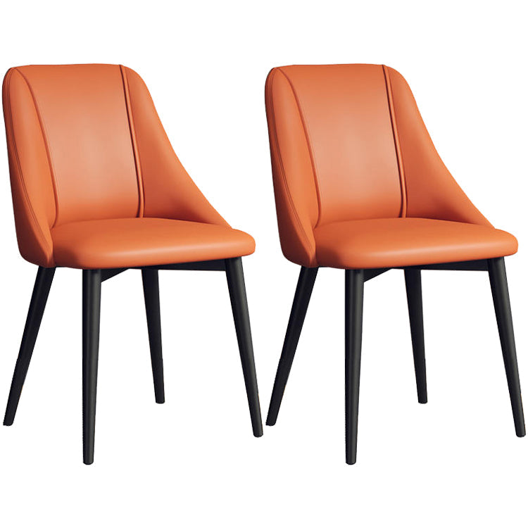 Glam Style Pu Leather Side Chair Set Dining Room Side Chair with Metal Legs Orange 2 Piece Set Black Clearhalo ' kitchen&dining_furn' 'Dining Chairs' 'Dining Tables & Seating' 'dining_chair' 'furn' 'furn_dining_chair' 'Furniture' 'furniture_dining_chair' 'Kitchen & Dining Furniture' 'kitchen' 3565339