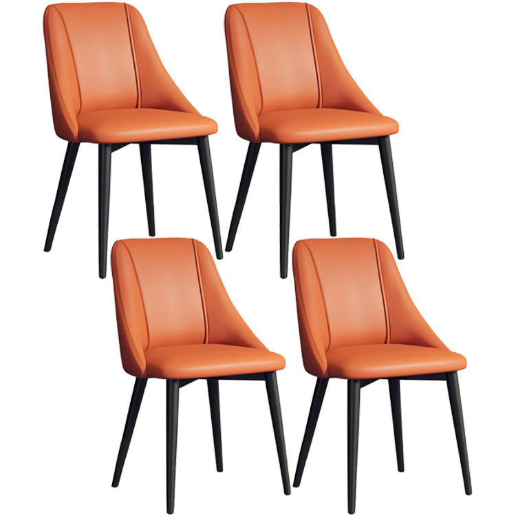 Glam Style Pu Leather Side Chair Set Dining Room Side Chair with Metal Legs Orange 4 Piece Set Black Clearhalo ' kitchen&dining_furn' 'Dining Chairs' 'Dining Tables & Seating' 'dining_chair' 'furn' 'furn_dining_chair' 'Furniture' 'furniture_dining_chair' 'Kitchen & Dining Furniture' 'kitchen' 3565340