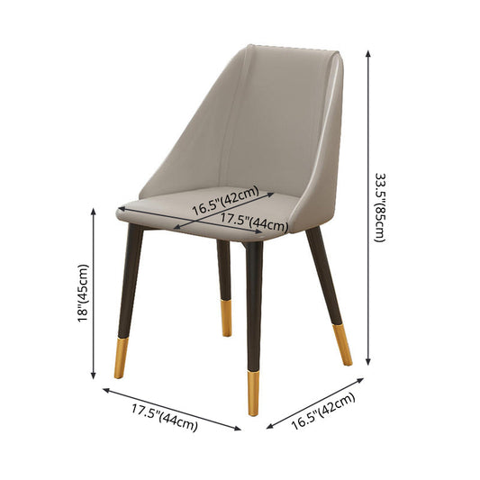 Glam Style Pu Leather Side Chair Set Dining Room Side Chair with Metal Legs Clearhalo ' kitchen&dining_furn' 'Dining Chairs' 'Dining Tables & Seating' 'dining_chair' 'furn' 'furn_dining_chair' 'Furniture' 'furniture_dining_chair' 'Kitchen & Dining Furniture' 'kitchen' 3565342