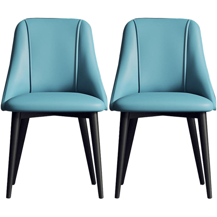 Glam Style Pu Leather Side Chair Set Dining Room Side Chair with Metal Legs Blue 2 Piece Set Black Clearhalo ' kitchen&dining_furn' 'Dining Chairs' 'Dining Tables & Seating' 'dining_chair' 'furn' 'furn_dining_chair' 'Furniture' 'furniture_dining_chair' 'Kitchen & Dining Furniture' 'kitchen' 3565345