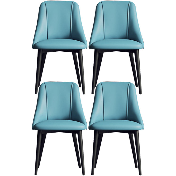 Glam Style Pu Leather Side Chair Set Dining Room Side Chair with Metal Legs Blue 4 Piece Set Black Clearhalo ' kitchen&dining_furn' 'Dining Chairs' 'Dining Tables & Seating' 'dining_chair' 'furn' 'furn_dining_chair' 'Furniture' 'furniture_dining_chair' 'Kitchen & Dining Furniture' 'kitchen' 3565347