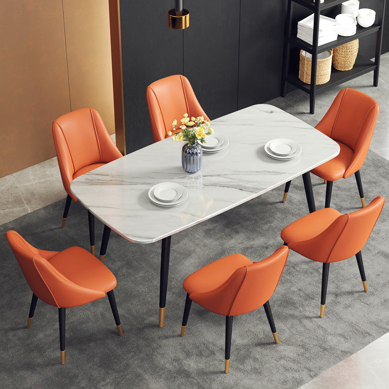 Glam Style Pu Leather Side Chair Set Dining Room Side Chair with Metal Legs Clearhalo ' kitchen&dining_furn' 'Dining Chairs' 'Dining Tables & Seating' 'dining_chair' 'furn' 'furn_dining_chair' 'Furniture' 'furniture_dining_chair' 'Kitchen & Dining Furniture' 'kitchen' 3565348