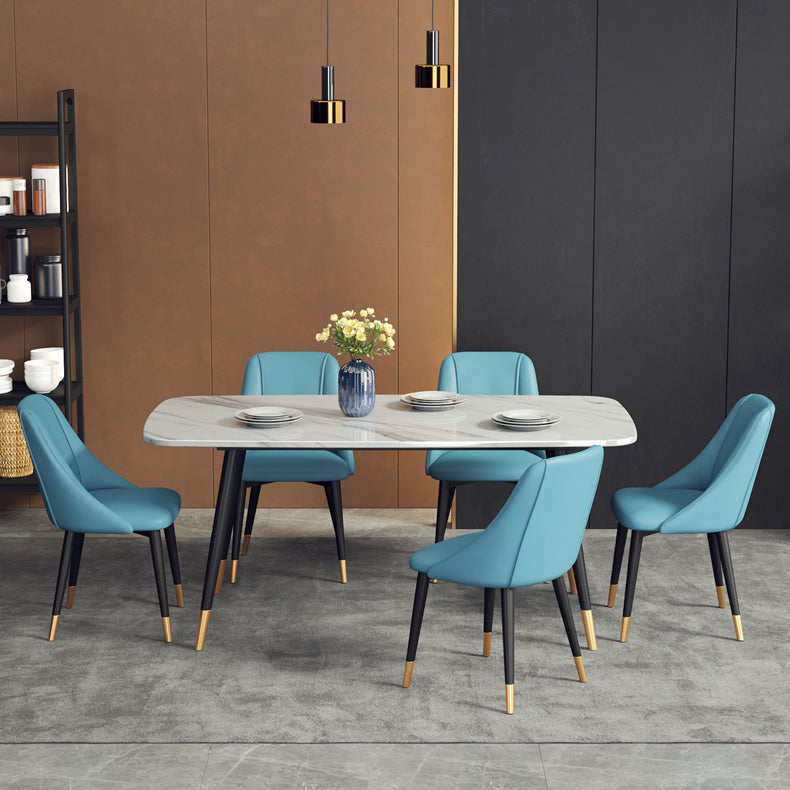 Glam Style Pu Leather Side Chair Set Dining Room Side Chair with Metal Legs Clearhalo ' kitchen&dining_furn' 'Dining Chairs' 'Dining Tables & Seating' 'dining_chair' 'furn' 'furn_dining_chair' 'Furniture' 'furniture_dining_chair' 'Kitchen & Dining Furniture' 'kitchen' 3565351