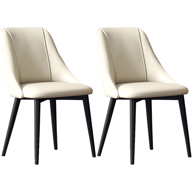Glam Style Pu Leather Side Chair Set Dining Room Side Chair with Metal Legs Ivory 2 Piece Set Black Clearhalo ' kitchen&dining_furn' 'Dining Chairs' 'Dining Tables & Seating' 'dining_chair' 'furn' 'furn_dining_chair' 'Furniture' 'furniture_dining_chair' 'Kitchen & Dining Furniture' 'kitchen' 3565358
