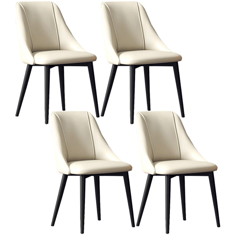 Glam Style Pu Leather Side Chair Set Dining Room Side Chair with Metal Legs Ivory 4 Piece Set Black Clearhalo ' kitchen&dining_furn' 'Dining Chairs' 'Dining Tables & Seating' 'dining_chair' 'furn' 'furn_dining_chair' 'Furniture' 'furniture_dining_chair' 'Kitchen & Dining Furniture' 'kitchen' 3565359