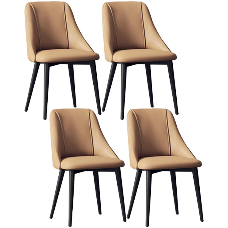 Glam Style Pu Leather Side Chair Set Dining Room Side Chair with Metal Legs Brown 4 Piece Set Black Clearhalo ' kitchen&dining_furn' 'Dining Chairs' 'Dining Tables & Seating' 'dining_chair' 'furn' 'furn_dining_chair' 'Furniture' 'furniture_dining_chair' 'Kitchen & Dining Furniture' 'kitchen' 3565362