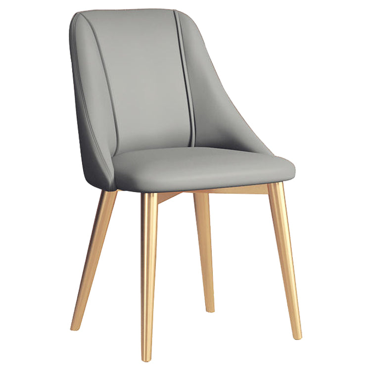 Glam Style Pu Leather Side Chair Set Dining Room Side Chair with Metal Legs Light Gray 1 Piece Brass Gold Clearhalo ' kitchen&dining_furn' 'Dining Chairs' 'Dining Tables & Seating' 'dining_chair' 'furn' 'furn_dining_chair' 'Furniture' 'furniture_dining_chair' 'Kitchen & Dining Furniture' 'kitchen' 3565363