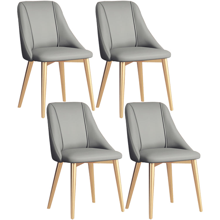 Glam Style Pu Leather Side Chair Set Dining Room Side Chair with Metal Legs Light Gray 4 Piece Set Brass Gold Clearhalo ' kitchen&dining_furn' 'Dining Chairs' 'Dining Tables & Seating' 'dining_chair' 'furn' 'furn_dining_chair' 'Furniture' 'furniture_dining_chair' 'Kitchen & Dining Furniture' 'kitchen' 3565365