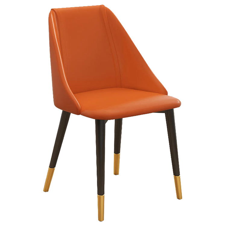 Glam Style Pu Leather Side Chair Set Dining Room Side Chair with Metal Legs Orange 1 Piece Brown Clearhalo ' kitchen&dining_furn' 'Dining Chairs' 'Dining Tables & Seating' 'dining_chair' 'furn' 'furn_dining_chair' 'Furniture' 'furniture_dining_chair' 'Kitchen & Dining Furniture' 'kitchen' 3565369