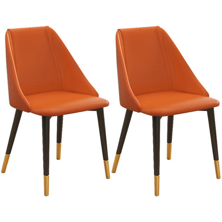 Glam Style Pu Leather Side Chair Set Dining Room Side Chair with Metal Legs Orange 2 Piece Set Brown Clearhalo ' kitchen&dining_furn' 'Dining Chairs' 'Dining Tables & Seating' 'dining_chair' 'furn' 'furn_dining_chair' 'Furniture' 'furniture_dining_chair' 'Kitchen & Dining Furniture' 'kitchen' 3565370