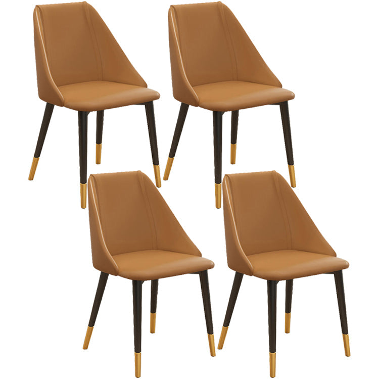 Glam Style Pu Leather Side Chair Set Dining Room Side Chair with Metal Legs Brown 4 Piece Set Brown Clearhalo ' kitchen&dining_furn' 'Dining Chairs' 'Dining Tables & Seating' 'dining_chair' 'furn' 'furn_dining_chair' 'Furniture' 'furniture_dining_chair' 'Kitchen & Dining Furniture' 'kitchen' 3565374