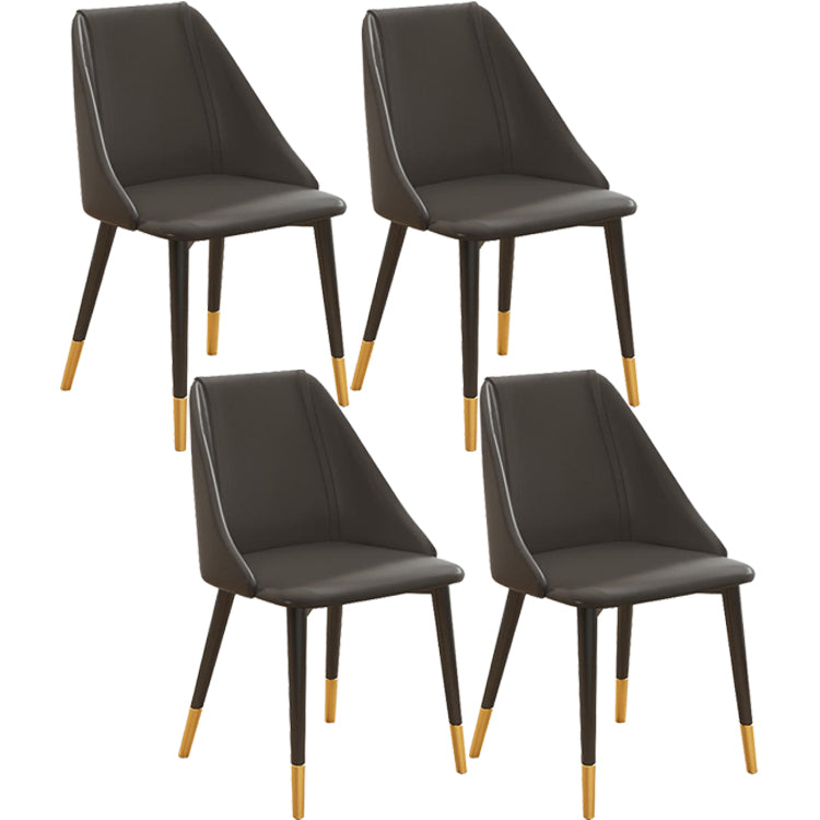 Glam Style Pu Leather Side Chair Set Dining Room Side Chair with Metal Legs Grey 4 Piece Set Brown Clearhalo ' kitchen&dining_furn' 'Dining Chairs' 'Dining Tables & Seating' 'dining_chair' 'furn' 'furn_dining_chair' 'Furniture' 'furniture_dining_chair' 'Kitchen & Dining Furniture' 'kitchen' 3565380
