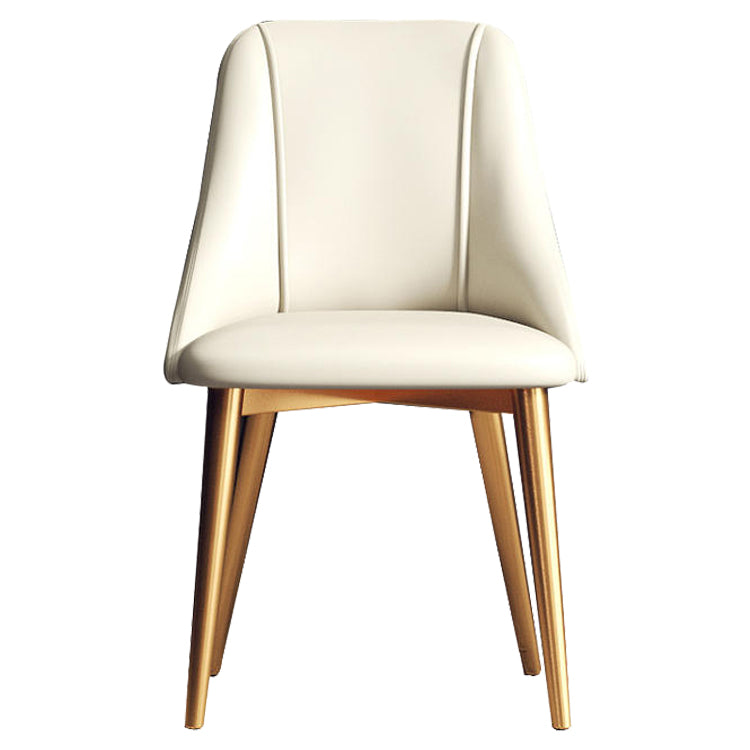 Glam Style Pu Leather Side Chair Set Dining Room Side Chair with Metal Legs White 1 Piece Brass Gold Clearhalo ' kitchen&dining_furn' 'Dining Chairs' 'Dining Tables & Seating' 'dining_chair' 'furn' 'furn_dining_chair' 'Furniture' 'furniture_dining_chair' 'Kitchen & Dining Furniture' 'kitchen' 3565381