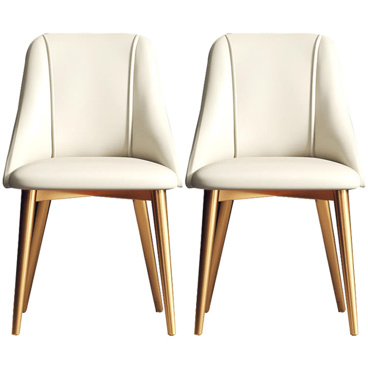 Glam Style Pu Leather Side Chair Set Dining Room Side Chair with Metal Legs White 2 Piece Set Brass Gold Clearhalo ' kitchen&dining_furn' 'Dining Chairs' 'Dining Tables & Seating' 'dining_chair' 'furn' 'furn_dining_chair' 'Furniture' 'furniture_dining_chair' 'Kitchen & Dining Furniture' 'kitchen' 3565382