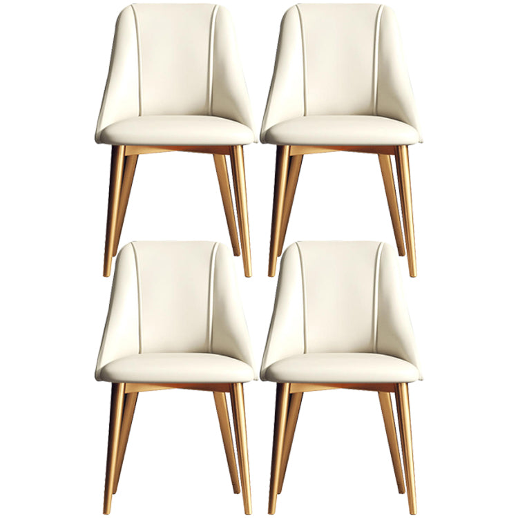 Glam Style Pu Leather Side Chair Set Dining Room Side Chair with Metal Legs White 4 Piece Set Brass Gold Clearhalo ' kitchen&dining_furn' 'Dining Chairs' 'Dining Tables & Seating' 'dining_chair' 'furn' 'furn_dining_chair' 'Furniture' 'furniture_dining_chair' 'Kitchen & Dining Furniture' 'kitchen' 3565383