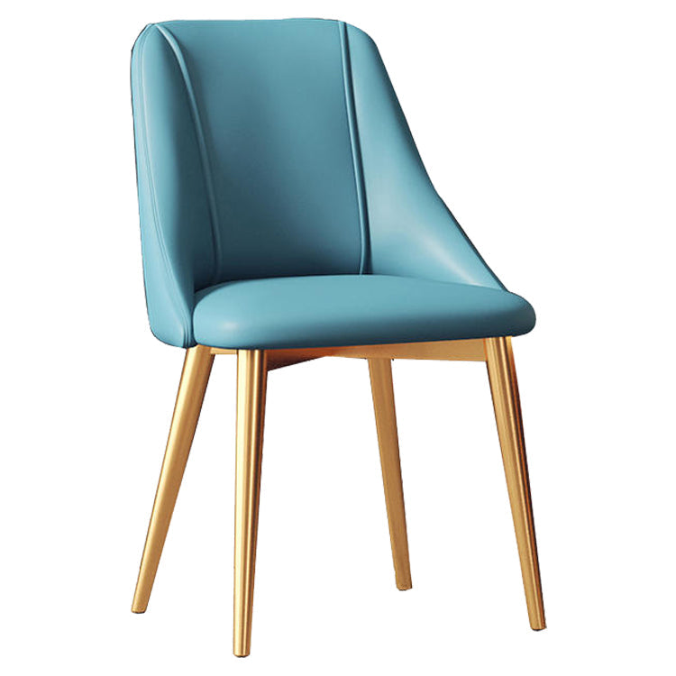 Glam Style Pu Leather Side Chair Set Dining Room Side Chair with Metal Legs Blue 1 Piece Brass Gold Clearhalo ' kitchen&dining_furn' 'Dining Chairs' 'Dining Tables & Seating' 'dining_chair' 'furn' 'furn_dining_chair' 'Furniture' 'furniture_dining_chair' 'Kitchen & Dining Furniture' 'kitchen' 3565384