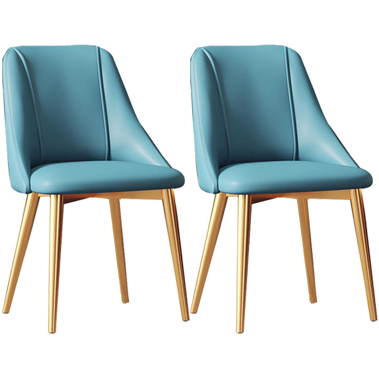 Glam Style Pu Leather Side Chair Set Dining Room Side Chair with Metal Legs Blue 2 Piece Set Brass Gold Clearhalo ' kitchen&dining_furn' 'Dining Chairs' 'Dining Tables & Seating' 'dining_chair' 'furn' 'furn_dining_chair' 'Furniture' 'furniture_dining_chair' 'Kitchen & Dining Furniture' 'kitchen' 3565385