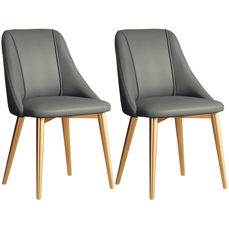 Glam Style Pu Leather Side Chair Set Dining Room Side Chair with Metal Legs Grey 2 Piece Set Brass Gold Clearhalo ' kitchen&dining_furn' 'Dining Chairs' 'Dining Tables & Seating' 'dining_chair' 'furn' 'furn_dining_chair' 'Furniture' 'furniture_dining_chair' 'Kitchen & Dining Furniture' 'kitchen' 3565388