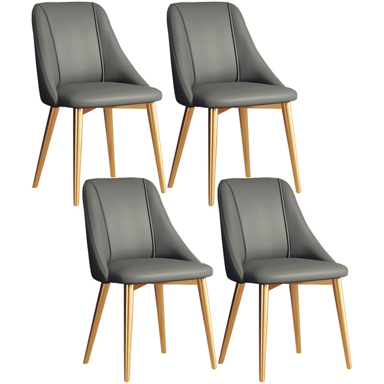 Glam Style Pu Leather Side Chair Set Dining Room Side Chair with Metal Legs Grey 4 Piece Set Brass Gold Clearhalo ' kitchen&dining_furn' 'Dining Chairs' 'Dining Tables & Seating' 'dining_chair' 'furn' 'furn_dining_chair' 'Furniture' 'furniture_dining_chair' 'Kitchen & Dining Furniture' 'kitchen' 3565389