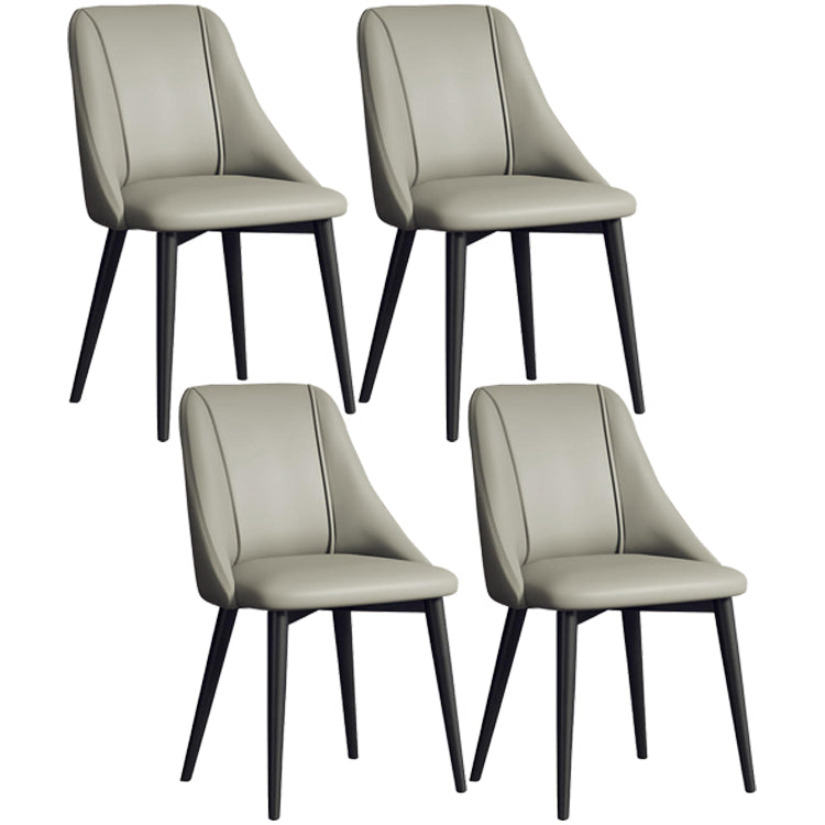 Glam Style Pu Leather Side Chair Set Dining Room Side Chair with Metal Legs Light Gray 4 Piece Set Black Clearhalo ' kitchen&dining_furn' 'Dining Chairs' 'Dining Tables & Seating' 'dining_chair' 'furn' 'furn_dining_chair' 'Furniture' 'furniture_dining_chair' 'Kitchen & Dining Furniture' 'kitchen' 3565395