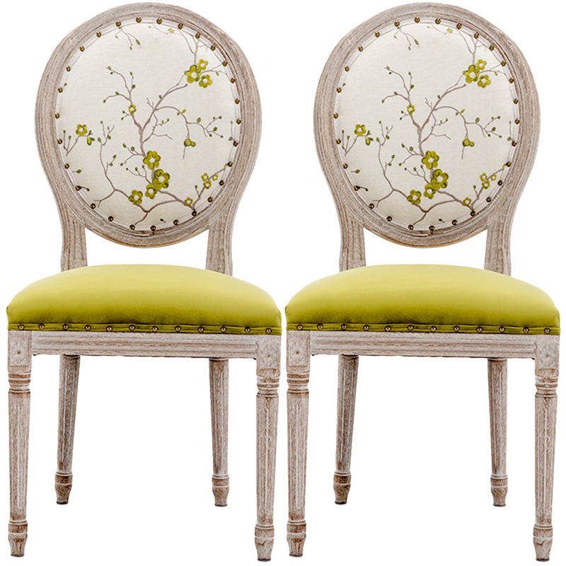 Farmhouse Fabric Dining Chair 38"H King Louis Back Side Chair with Wooden Base Yellow 2 Piece Set Clearhalo ' kitchen&dining_furn' 'Dining Chairs' 'Dining Tables & Seating' 'dining_chair' 'furn' 'furn_dining_chair' 'Furniture' 'furniture_dining_chair' 'Kitchen & Dining Furniture' 'kitchen' 3565399
