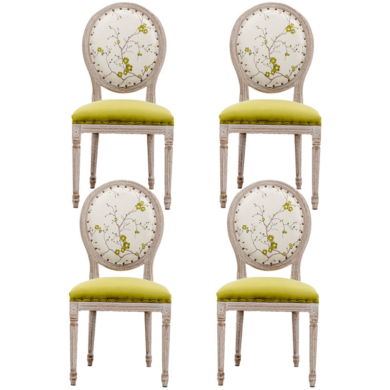 Farmhouse Fabric Dining Chair 38"H King Louis Back Side Chair with Wooden Base Yellow 4 Piece Set Clearhalo ' kitchen&dining_furn' 'Dining Chairs' 'Dining Tables & Seating' 'dining_chair' 'furn' 'furn_dining_chair' 'Furniture' 'furniture_dining_chair' 'Kitchen & Dining Furniture' 'kitchen' 3565400