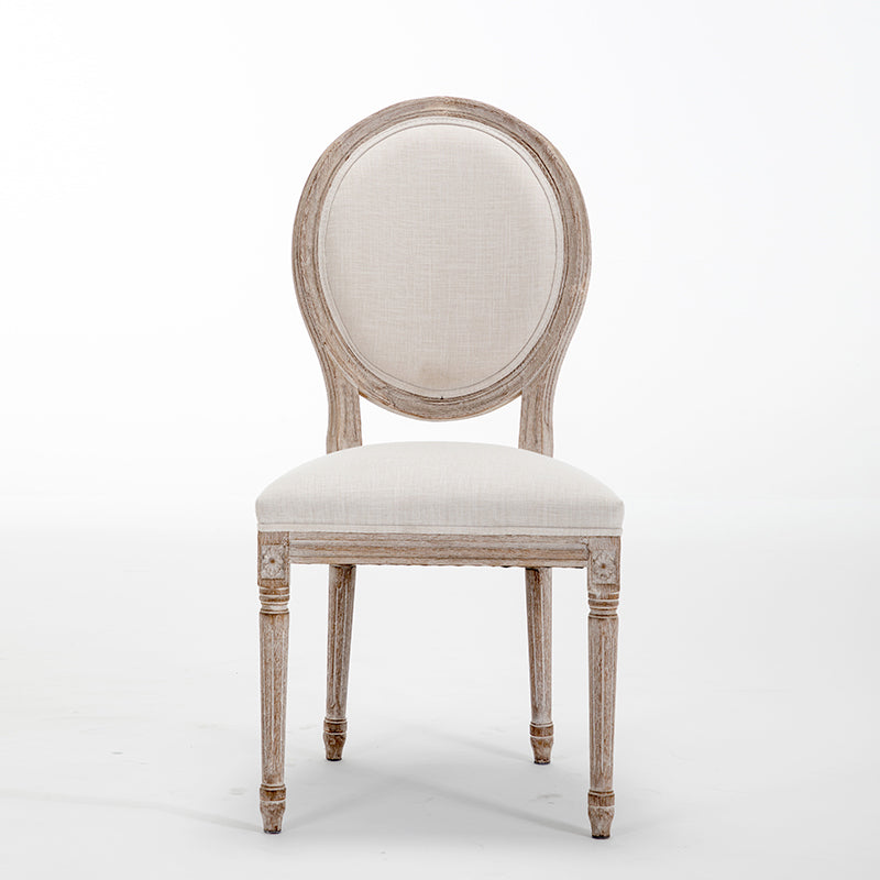 Farmhouse Fabric Dining Chair 38"H King Louis Back Side Chair with Wooden Base White 1 Piece Clearhalo ' kitchen&dining_furn' 'Dining Chairs' 'Dining Tables & Seating' 'dining_chair' 'furn' 'furn_dining_chair' 'Furniture' 'furniture_dining_chair' 'Kitchen & Dining Furniture' 'kitchen' 3565408