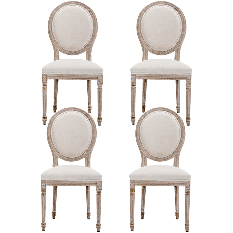 Farmhouse Fabric Dining Chair 38"H King Louis Back Side Chair with Wooden Base White 4 Piece Set Clearhalo ' kitchen&dining_furn' 'Dining Chairs' 'Dining Tables & Seating' 'dining_chair' 'furn' 'furn_dining_chair' 'Furniture' 'furniture_dining_chair' 'Kitchen & Dining Furniture' 'kitchen' 3565410