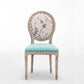 Farmhouse Fabric Dining Chair 38"H King Louis Back Side Chair with Wooden Base Aqua 1 Piece Clearhalo ' kitchen&dining_furn' 'Dining Chairs' 'Dining Tables & Seating' 'dining_chair' 'furn' 'furn_dining_chair' 'Furniture' 'furniture_dining_chair' 'Kitchen & Dining Furniture' 'kitchen' 3565411