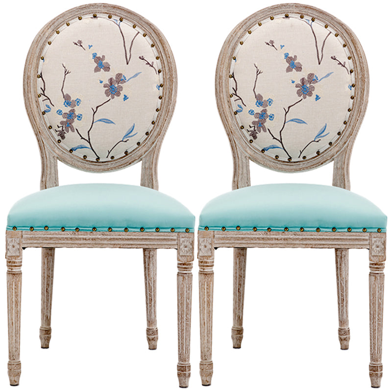 Farmhouse Fabric Dining Chair 38"H King Louis Back Side Chair with Wooden Base Aqua 2 Piece Set Clearhalo ' kitchen&dining_furn' 'Dining Chairs' 'Dining Tables & Seating' 'dining_chair' 'furn' 'furn_dining_chair' 'Furniture' 'furniture_dining_chair' 'Kitchen & Dining Furniture' 'kitchen' 3565412