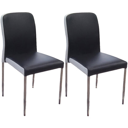 Contemporary Solid Back Leather Side Chair Black And White Stackable Dining Chairs White Black 2 Piece Set Clearhalo ' kitchen&dining_furn' 'Dining Chairs' 'Dining Tables & Seating' 'dining_chair' 'furn' 'furn_dining_chair' 'Furniture' 'furniture_dining_chair' 'Kitchen & Dining Furniture' 'kitchen' 3565456