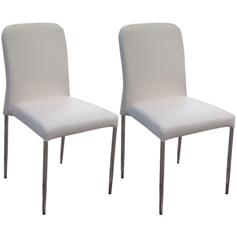 Contemporary Solid Back Leather Side Chair Black And White Stackable Dining Chairs White White 2 Piece Set Clearhalo ' kitchen&dining_furn' 'Dining Chairs' 'Dining Tables & Seating' 'dining_chair' 'furn' 'furn_dining_chair' 'Furniture' 'furniture_dining_chair' 'Kitchen & Dining Furniture' 'kitchen' 3565472