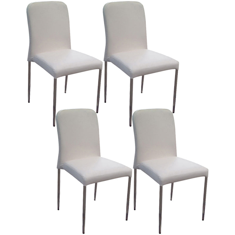 Contemporary Solid Back Leather Side Chair Black And White Stackable Dining Chairs White White 4 Piece Set Clearhalo ' kitchen&dining_furn' 'Dining Chairs' 'Dining Tables & Seating' 'dining_chair' 'furn' 'furn_dining_chair' 'Furniture' 'furniture_dining_chair' 'Kitchen & Dining Furniture' 'kitchen' 3565473
