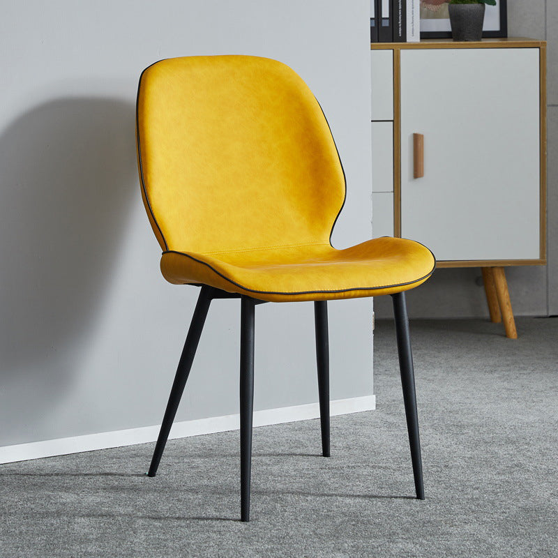 Modern Armless Dining Chairs Leather Wingback Side Chair with Metal Legs Yellow 1 Piece Clearhalo ' kitchen&dining_furn' 'Dining Chairs' 'Dining Tables & Seating' 'dining_chair' 'furn' 'furn_dining_chair' 'Furniture' 'furniture_dining_chair' 'Kitchen & Dining Furniture' 'kitchen' 3565476