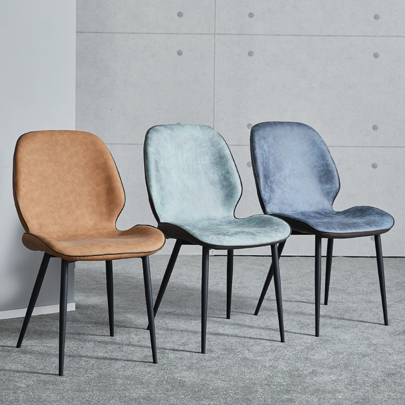 Modern Armless Dining Chairs Leather Wingback Side Chair with Metal Legs Clearhalo ' kitchen&dining_furn' 'Dining Chairs' 'Dining Tables & Seating' 'dining_chair' 'furn' 'furn_dining_chair' 'Furniture' 'furniture_dining_chair' 'Kitchen & Dining Furniture' 'kitchen' 3565477