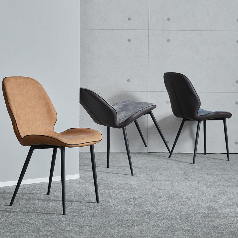 Modern Armless Dining Chairs Leather Wingback Side Chair with Metal Legs Clearhalo ' kitchen&dining_furn' 'Dining Chairs' 'Dining Tables & Seating' 'dining_chair' 'furn' 'furn_dining_chair' 'Furniture' 'furniture_dining_chair' 'Kitchen & Dining Furniture' 'kitchen' 3565480