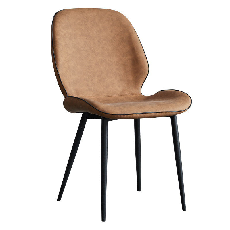 Modern Armless Dining Chairs Leather Wingback Side Chair with Metal Legs Clearhalo ' kitchen&dining_furn' 'Dining Chairs' 'Dining Tables & Seating' 'dining_chair' 'furn' 'furn_dining_chair' 'Furniture' 'furniture_dining_chair' 'Kitchen & Dining Furniture' 'kitchen' 3565483