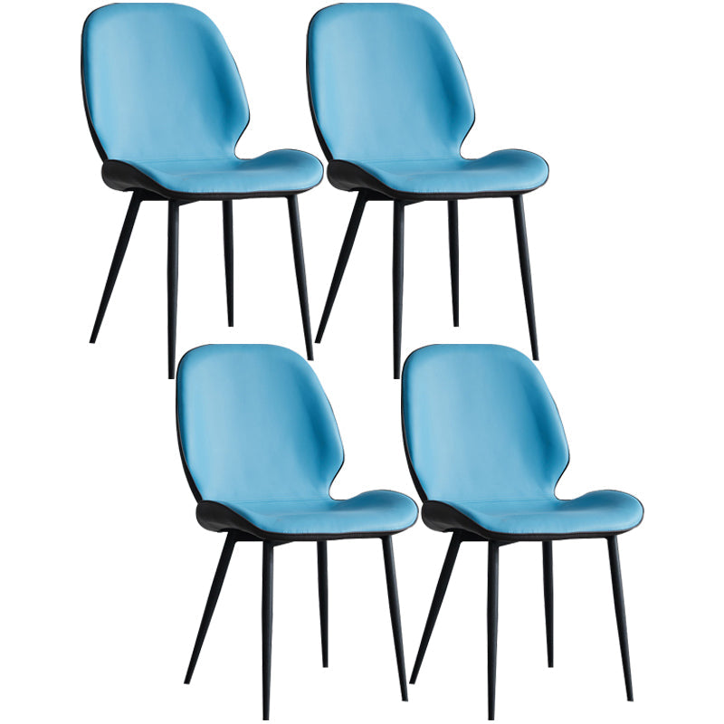 Modern Armless Dining Chairs Leather Wingback Side Chair with Metal Legs Light Blue 4 Piece Set Clearhalo ' kitchen&dining_furn' 'Dining Chairs' 'Dining Tables & Seating' 'dining_chair' 'furn' 'furn_dining_chair' 'Furniture' 'furniture_dining_chair' 'Kitchen & Dining Furniture' 'kitchen' 3565486