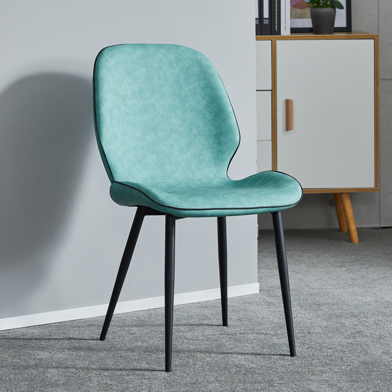 Modern Armless Dining Chairs Leather Wingback Side Chair with Metal Legs Light Green 1 Piece Clearhalo ' kitchen&dining_furn' 'Dining Chairs' 'Dining Tables & Seating' 'dining_chair' 'furn' 'furn_dining_chair' 'Furniture' 'furniture_dining_chair' 'Kitchen & Dining Furniture' 'kitchen' 3565487